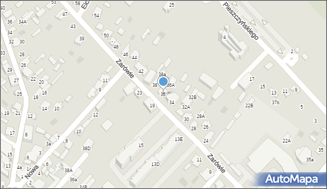 Międzyrzec Podlaski, Zarówie, 36, mapa Międzyrzec Podlaski