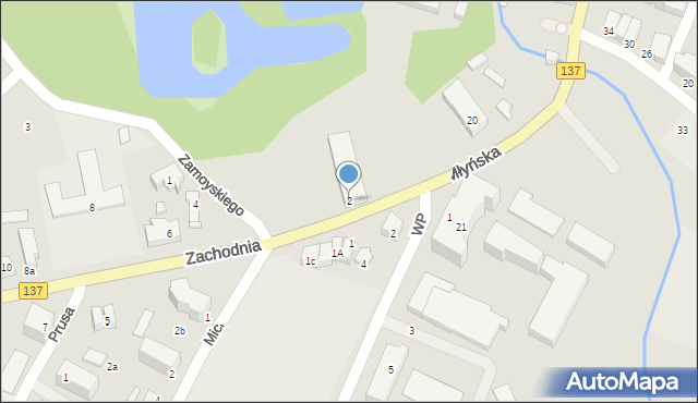 Międzyrzecz, Zachodnia, 2, mapa Międzyrzecz