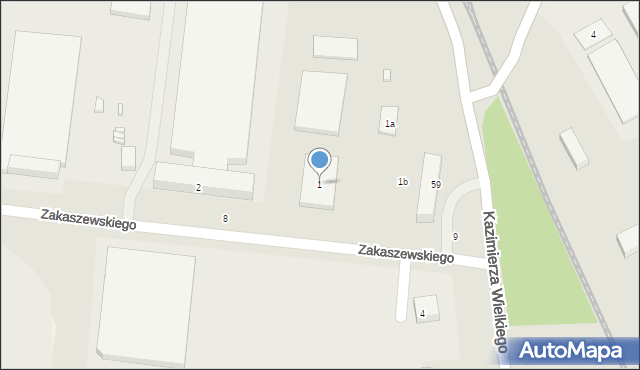 Międzyrzecz, Zakaszewskiego, 1, mapa Międzyrzecz