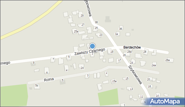 Mielec, Zawiszy Czarnego, 1, mapa Mielca