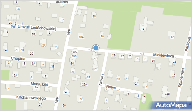 Milanówek, Zachodnia, 30, mapa Milanówek