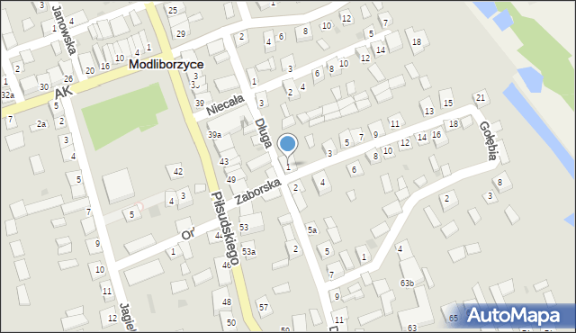 Modliborzyce, Zaborska, 1, mapa Modliborzyce