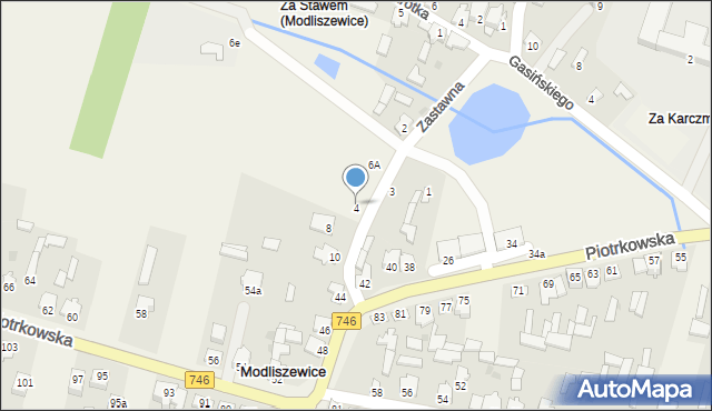 Modliszewice, Zastawna, 6, mapa Modliszewice