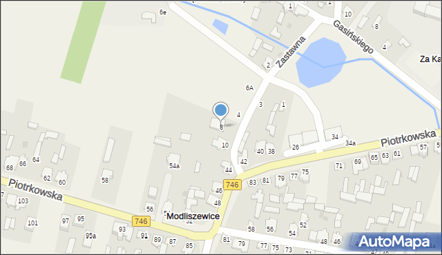 Modliszewice, Zastawna, 8, mapa Modliszewice