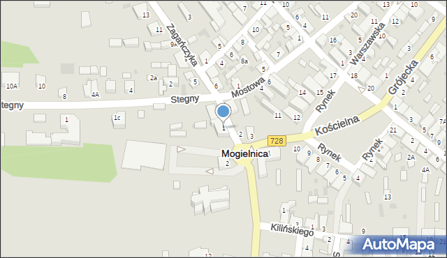 Mogielnica, Zagańczyka, ks., 1, mapa Mogielnica