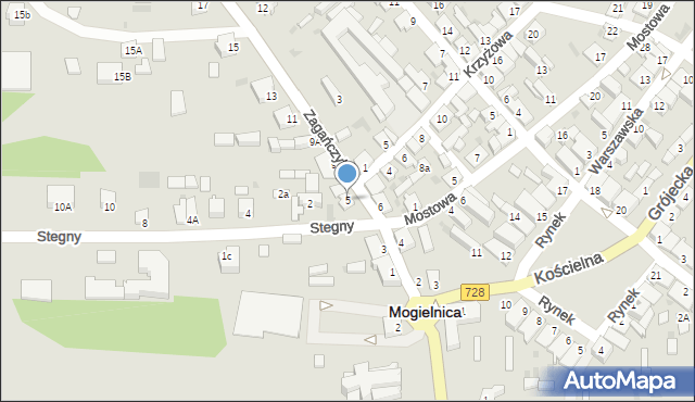 Mogielnica, Zagańczyka, ks., 5, mapa Mogielnica