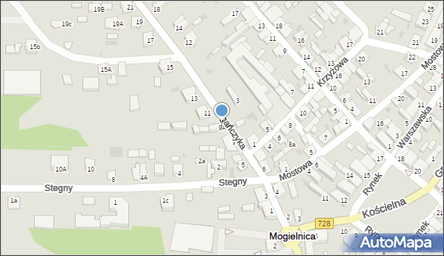 Mogielnica, Zagańczyka, ks., 9A, mapa Mogielnica