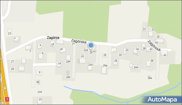 Mogilany, Zagórska, 24, mapa Mogilany