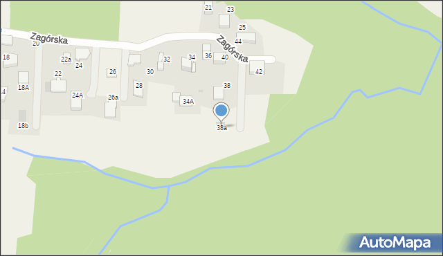 Mogilany, Zagórska, 38a, mapa Mogilany