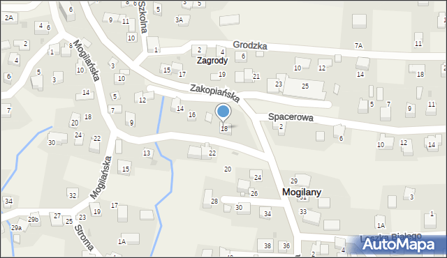 Mogilany, Zakopiańska, 18, mapa Mogilany