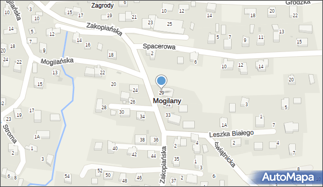 Mogilany, Zakopiańska, 29, mapa Mogilany