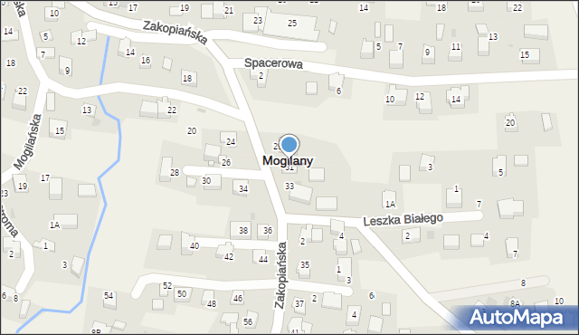 Mogilany, Zakopiańska, 31, mapa Mogilany