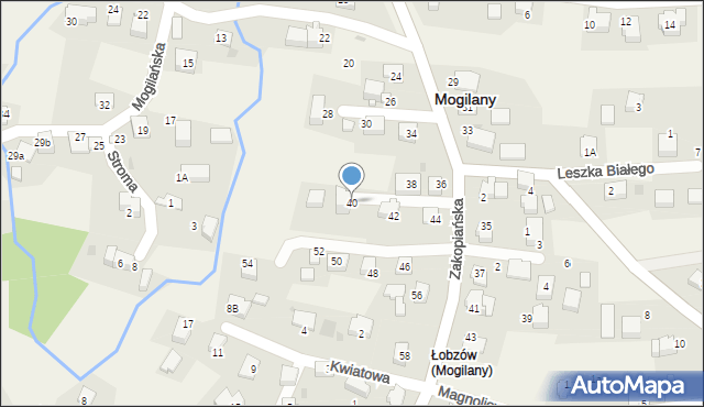 Mogilany, Zakopiańska, 40, mapa Mogilany