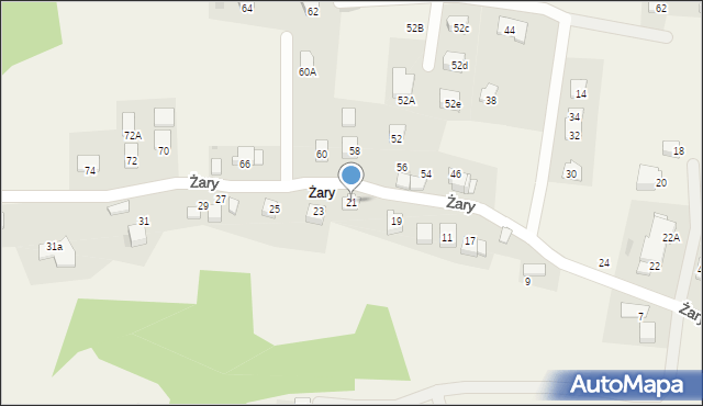 Mogilany, Żary, 21, mapa Mogilany