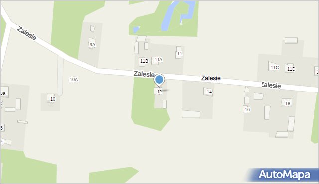 Mokra Wieś, Zalesie, 12, mapa Mokra Wieś