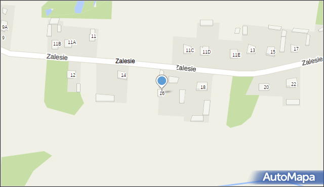 Mokra Wieś, Zalesie, 16, mapa Mokra Wieś