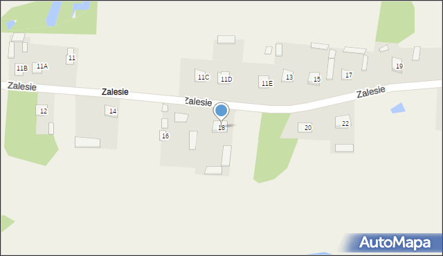 Mokra Wieś, Zalesie, 18, mapa Mokra Wieś