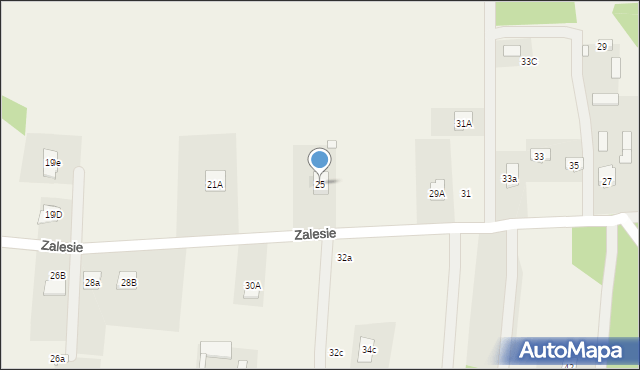 Mokra Wieś, Zalesie, 25, mapa Mokra Wieś