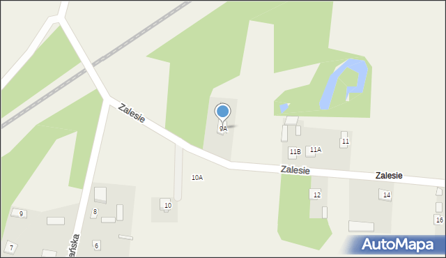 Mokra Wieś, Zalesie, 9A, mapa Mokra Wieś