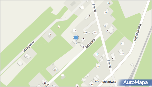 Mostówka, Zaciszna, 8, mapa Mostówka