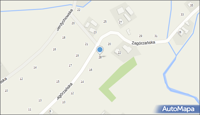 Moszczenica, Zagórzańska, 18, mapa Moszczenica