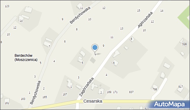 Moszczenica, Zagórzańska, 7, mapa Moszczenica