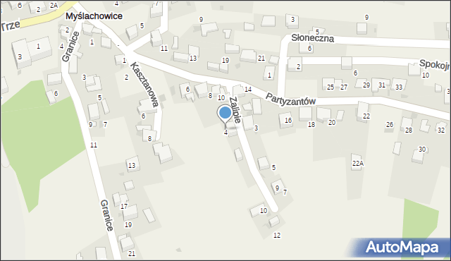 Myślachowice, Zalipie, 4, mapa Myślachowice