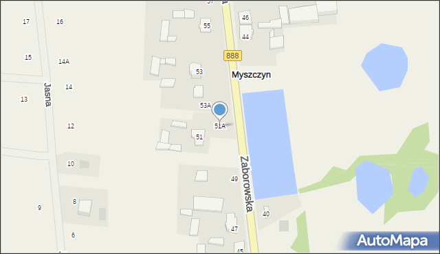 Myszczyn, Zaborowska, 51A, mapa Myszczyn