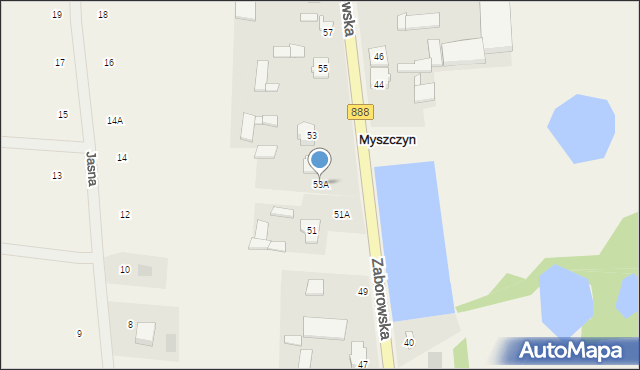 Myszczyn, Zaborowska, 53A, mapa Myszczyn