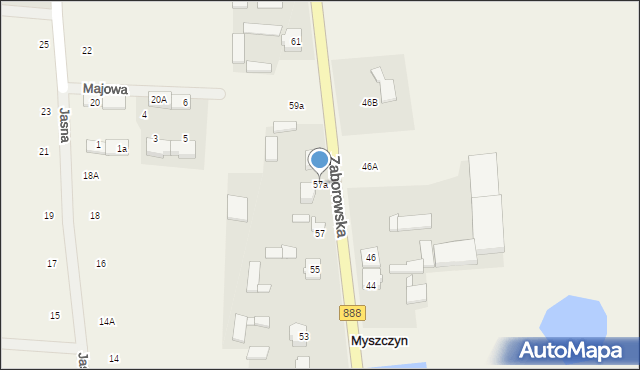 Myszczyn, Zaborowska, 57a, mapa Myszczyn