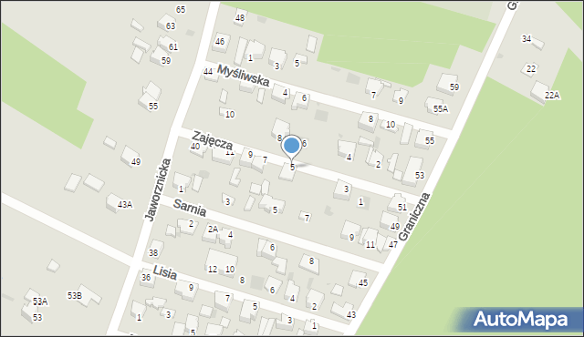 Myszków, Zajęcza, 5, mapa Myszków