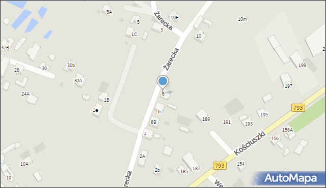 Myszków, Żarecka, 8, mapa Myszków