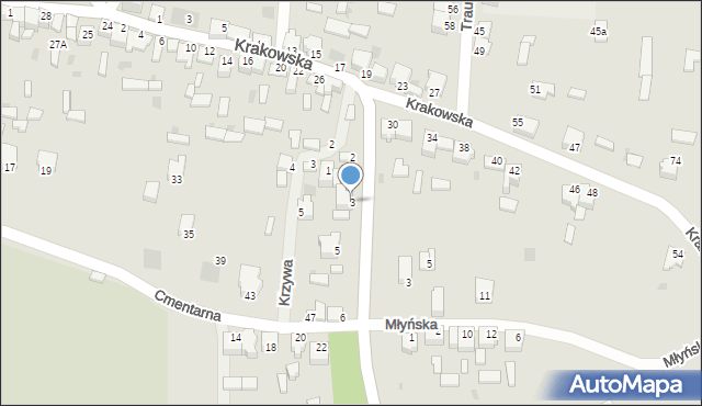 Myszków, Zawiercka, 3, mapa Myszków