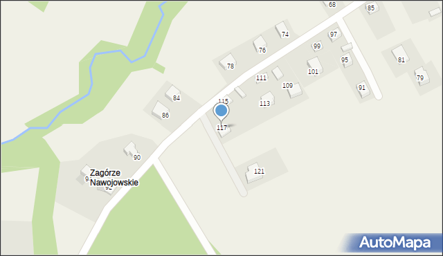 Nawojowa, Zagórze, 117, mapa Nawojowa