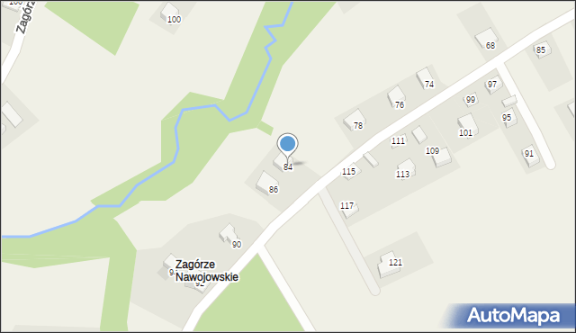 Nawojowa, Zagórze, 84, mapa Nawojowa