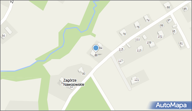 Nawojowa, Zagórze, 86, mapa Nawojowa