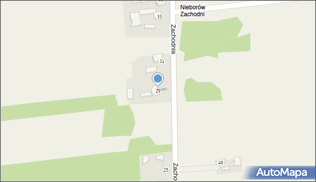 Nieborów, Zachodnia, 29, mapa Nieborów