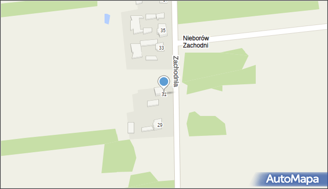 Nieborów, Zachodnia, 31, mapa Nieborów