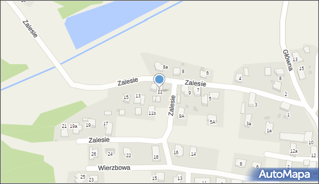 Nieborowice, Zalesie, 11, mapa Nieborowice