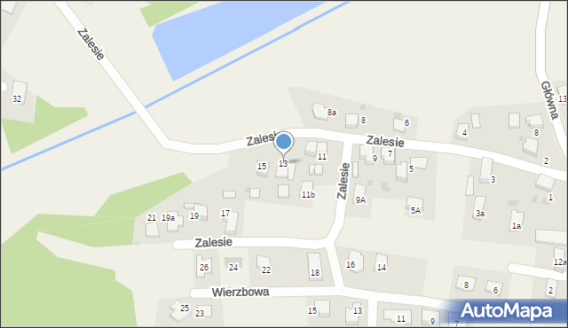 Nieborowice, Zalesie, 13, mapa Nieborowice