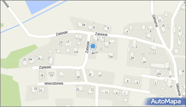 Nieborowice, Zalesie, 9A, mapa Nieborowice