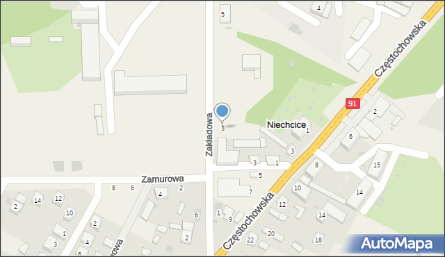 Niechcice, Zakładowa, 3, mapa Niechcice