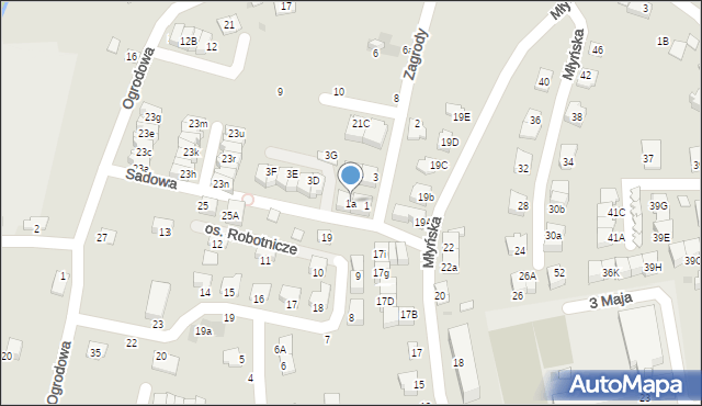 Niepołomice, Zagrody, 1a, mapa Niepołomice