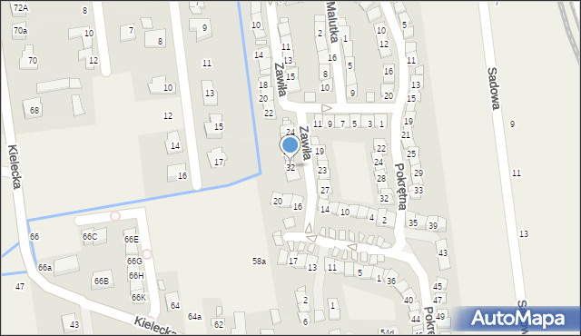 Nowa Iwiczna, Zawiła, 32, mapa Nowa Iwiczna