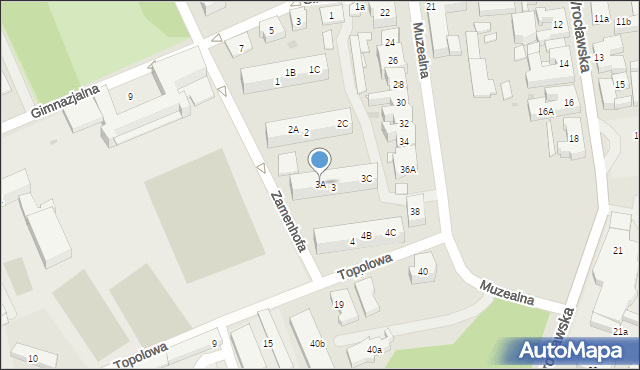 Nowa Sól, Zamenhofa Ludwika, dr., 3A, mapa Nowa Sól