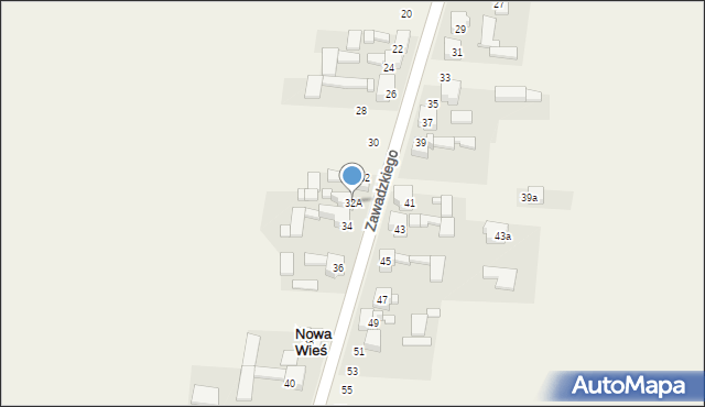 Nowa Wieś, Zawadzkiego Aleksandra, gen., 32A, mapa Nowa Wieś