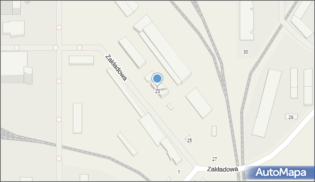 Nowiny, Zakładowa, 23, mapa Nowiny