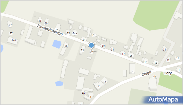 Odry, Zawadzińskiego Juliana, ks., 22, mapa Odry