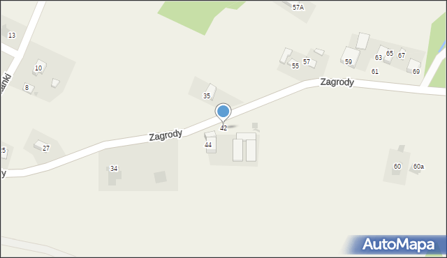 Okocim, Zagrody, 42, mapa Okocim