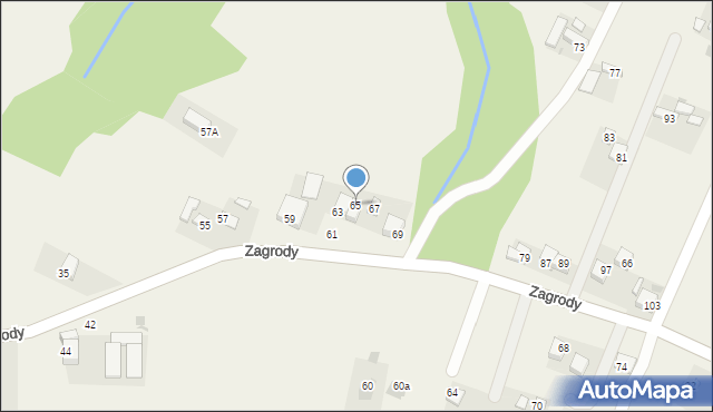 Okocim, Zagrody, 65, mapa Okocim